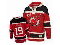 Men Old Time Hockey New Jersey Devils #19 Travis Zajac Premier Red Sawyer Hooded Sweatshirt