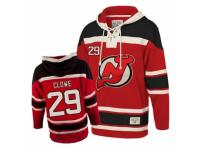 Men Old Time Hockey New Jersey Devils #29 Ryane Clowe Premier Red Sawyer Hooded Sweatshirt