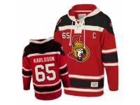 Men Old Time Hockey Ottawa Senators #65 Erik Karlsson Premier Red Sawyer Hooded Sweatshirt