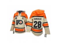 Men Old Time Hockey Philadelphia Flyers #28 Claude Giroux Premier Cream Sawyer Hooded Sweatshirt