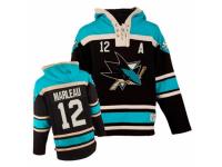 Men Old Time Hockey San Jose Sharks #12 Patrick Marleau Premier Teal-Black Sawyer Hooded Sweatshirt