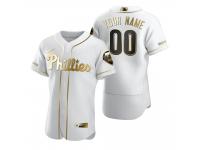 Men Philadelphia Phillies Custom Nike White Golden Edition Jersey