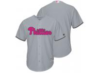 Men Philadelphia Phillies Gray Road 2016 Mother's Day Cool Base Team Jersey