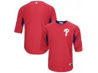 Men Philadelphia Phillies On-Field 3/4 Sleeve Batting Practice Jersey - Red & Royal