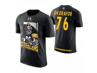 Men Pittsburgh Steelers Chukwuma Okorafor #76 Black Cartoon And Comic Artistic Painting T-Shirt