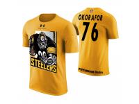 Men Pittsburgh Steelers Chukwuma Okorafor #76 Gold Cartoon And Comic Artistic Painting T-Shirt