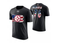 Men Pittsburgh Steelers Chukwuma Okorafor #76 Stars and Stripes 2018 Independence Day American Flag T-Shirt