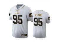 Men Quinnen Williams Jets White 100th Season Golden Edition Jersey
