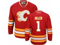 Men Reebok Calgary Flames #1 Jonas Hiller Premier Red Third NHL Jersey