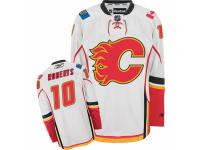 Men Reebok Calgary Flames #10 Gary Roberts Premier White Away NHL Jersey