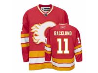 Men Reebok Calgary Flames #11 Mikael Backlund Premier Red Third NHL Jersey