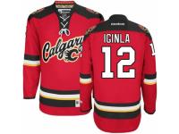 Men Reebok Calgary Flames #12 Jarome Iginla Premier Red New Third NHL Jersey