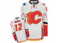 Men Reebok Calgary Flames #12 Jarome Iginla Premier White Away NHL Jersey