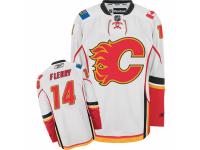 Men Reebok Calgary Flames #14 Theoren Fleury Premier White Away NHL Jersey