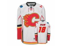 Men Reebok Calgary Flames #18 Matt Stajan Authentic White Away NHL Jersey