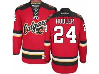 Men Reebok Calgary Flames #24 Jiri Hudler Premier Red New Third NHL Jersey