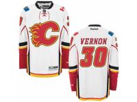 Men Reebok Calgary Flames #30 Mike Vernon Premier White Away NHL Jersey