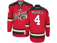 Men Reebok Calgary Flames #4 Kris Russell Authentic Red New Third NHL Jersey