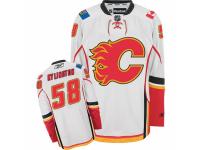 Men Reebok Calgary Flames #58 Oliver Kylington Premier White Away NHL Jersey