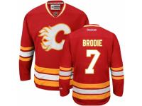 Men Reebok Calgary Flames #7 TJ Brodie Premier Red Third NHL Jersey