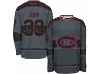 Men Reebok Montreal Canadiens #33 Patrick Roy Charcoal Cross Check Fashion NHL Jersey