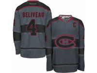 Men Reebok Montreal Canadiens #4 Jean Beliveau Charcoal Cross Check Fashion NHL Jersey