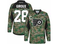 Men Reebok Philadelphia Flyers #28 Claude Giroux Camo Veterans Day Practice NHL Jersey