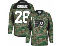 Men Reebok Philadelphia Flyers #28 Claude Giroux Premier Camo Veterans Day Practice NHL Jersey