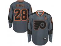 Men Reebok Philadelphia Flyers #28 Claude Giroux Premier Charcoal Cross Check Fashion NHL Jersey