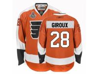 Men Reebok Philadelphia Flyers #28 Claude Giroux Premier Orange Home Stanley Cup Finals Patch NHL Jersey