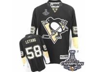 Men Reebok Pittsburgh Penguins #58 Kris Letang Premier Black Home 2016 Stanley Cup Champions NHL Jersey