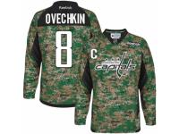 Men Reebok Washington Capitals #8 Alex Ovechkin Camo Veterans Day Practice NHL Jersey