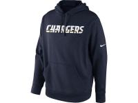 Men San Diego Chargers Nike KO Wordmark Performance Hoodie C Navy Blue