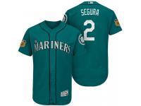 Men Seattle Mariners Jean Segura #2 Aqua 2017 Spring Training Flex Base Jersey