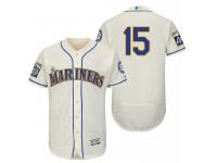 Men Seattle Mariners Kyle Seager #15 Cream On-Field 40th Anniversary Patch Flex Base Jersey