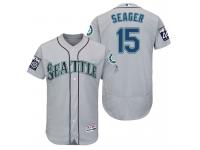 Men Seattle Mariners Kyle Seager #15 Grey On-Field 40th Anniversary Patch Flex Base Jersey