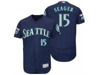 Men Seattle Mariners Kyle Seager #15 Navy On-Field 40th Anniversary Patch Flex Base Jersey