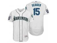 Men Seattle Mariners Kyle Seager #15 White On-Field 40th Anniversary Patch Flex Base Jersey