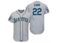 Men Seattle Mariners Robinson Cano #22 Grey On-Field 40th Anniversary Patch Flex Base Jersey