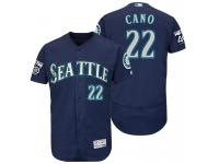 Men Seattle Mariners Robinson Cano #22 Navy On-Field 40th Anniversary Patch Flex Base Jersey