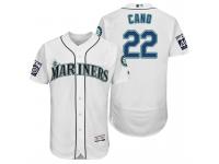 Men Seattle Mariners Robinson Cano #22 White On-Field 40th Anniversary Patch Flex Base Jersey