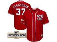 Men Stephen Strasburg #37 Washington Nationals 2017 Postseason Scarlet Cool Base Jersey