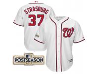 Men Stephen Strasburg #37 Washington Nationals 2017 Postseason White Cool Base Jersey