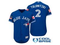 Men Toronto Blue Jays #2 Troy Tulowitzki Blue Stars & Stripes 2016 Independence Day Cool Base Jersey