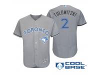 Men Toronto Blue Jays #2 Troy Tulowitzki Majestic Gray Fashion 2016 Father's Day Cool Base Jersey