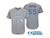 Men Toronto Blue Jays #55 Russell Martin Majestic Gray Fashion 2016 Father's Day Cool Base Jersey
