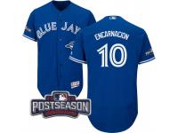 Men Toronto Blue Jays Edwin Encarnacion #10 Royal 2016 Postseason Patch Flex Base Jersey