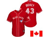 Men Toronto Blue Jays R.A. Dickey #43 Majestic 2016 Canada Day Red Cool Base Jersey