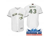 Men Toronto Blue Jays R.A. Dickey #43 White Camo Fashion 2016 Memorial Day Cool Base Jersey