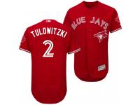 Men Toronto Blue Jays Troy Tulowitzki #2 Scarlet 2017 Alternate Authentic Collection Flex Base Jersey